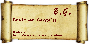 Breitner Gergely névjegykártya